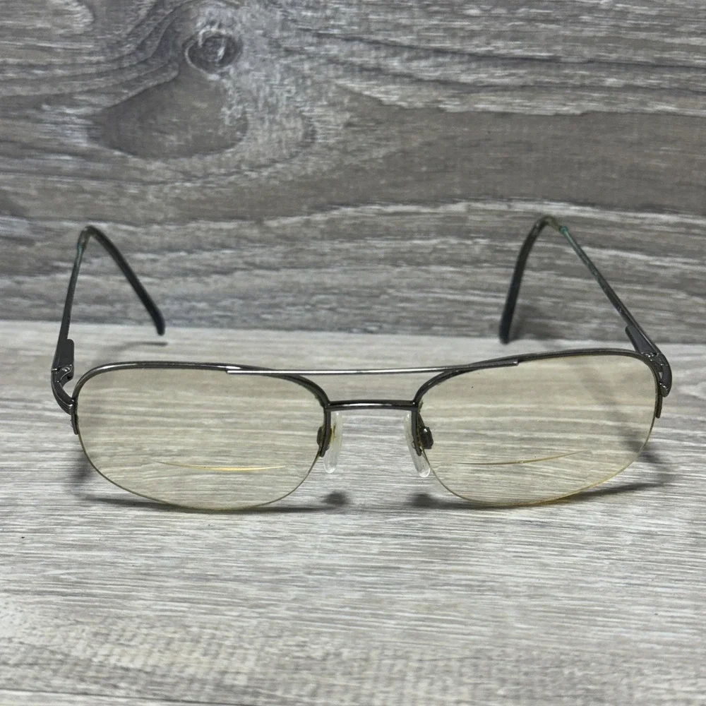 Stetson 8 Eyeglasses Frames Mens Gunmetal‎ Rectangular Metal Half Rim RX Ready